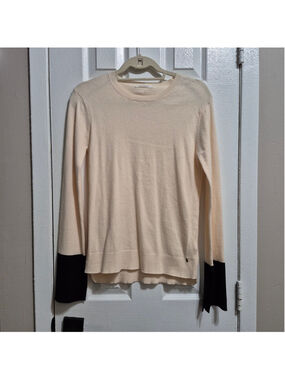 Women's Q2 Collection Beige & Black Colorblock Crew Neck Sweater Size L